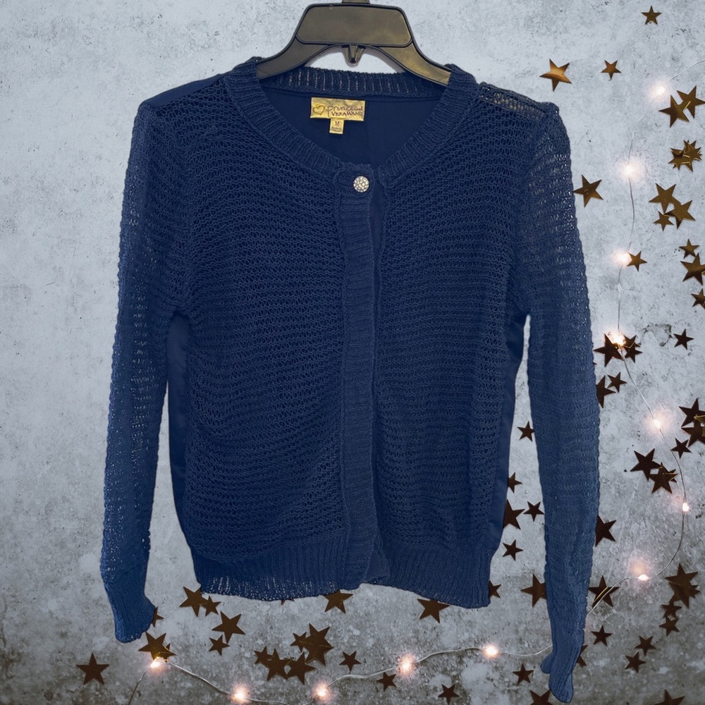Vera Wang Knit Navy Blue Cardigan